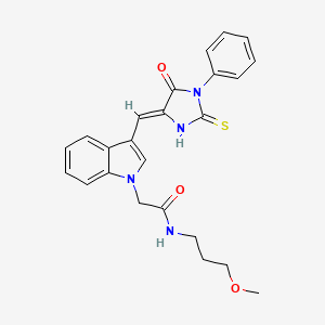 N-(3-methoxypropyl)-2-{3-[(Z)-(5-oxo-1-phenyl-2-thioxoimidazolidin-4-ylidene)methyl]-1H-indol-1-yl}acetamide