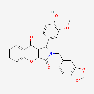 molecular formula C26H19NO7 B15025026 2-(1,3-Benzodioxol-5-ylmethyl)-1-(4-hydroxy-3-methoxyphenyl)-1,2-dihydrochromeno[2,3-c]pyrrole-3,9-dione 