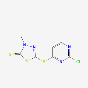 molecular formula C8H7ClN4S3 B15025031 5-[(2-chloro-6-methylpyrimidin-4-yl)sulfanyl]-3-methyl-1,3,4-thiadiazole-2(3H)-thione 