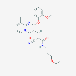 (2E)-2-cyano-3-[2-(2-methoxyphenoxy)-9-methyl-4-oxo-4H-pyrido[1,2-a]pyrimidin-3-yl]-N-[3-(propan-2-yloxy)propyl]prop-2-enamide