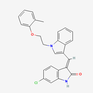 (3E)-6-chloro-3-({1-[2-(2-methylphenoxy)ethyl]-1H-indol-3-yl}methylidene)-1,3-dihydro-2H-indol-2-one