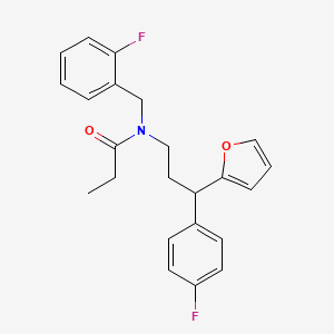 molecular formula C23H23F2NO2 B15025112 N-[3-(4-fluorophenyl)-3-(furan-2-yl)propyl]-N-[(2-fluorophenyl)methyl]propanamide 