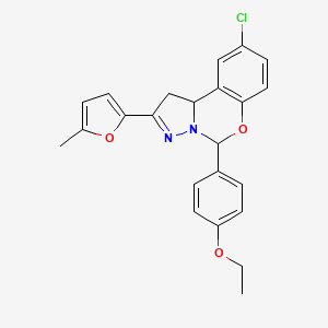 molecular formula C23H21ClN2O3 B15025146 9-Chloro-5-(4-ethoxyphenyl)-2-(5-methylfuran-2-yl)-1,10b-dihydropyrazolo[1,5-c][1,3]benzoxazine 