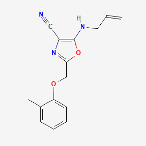 molecular formula C15H15N3O2 B15025177 2-[(2-Methylphenoxy)methyl]-5-(prop-2-en-1-ylamino)-1,3-oxazole-4-carbonitrile 