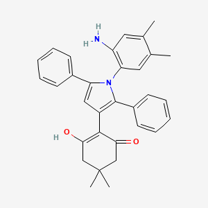 molecular formula C32H32N2O2 B15025185 2-[1-(2-amino-4,5-dimethylphenyl)-2,5-diphenyl-1H-pyrrol-3-yl]-3-hydroxy-5,5-dimethylcyclohex-2-en-1-one 