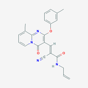 molecular formula C23H20N4O3 B15025203 (2E)-2-cyano-3-[9-methyl-2-(3-methylphenoxy)-4-oxo-4H-pyrido[1,2-a]pyrimidin-3-yl]-N-(prop-2-en-1-yl)prop-2-enamide 