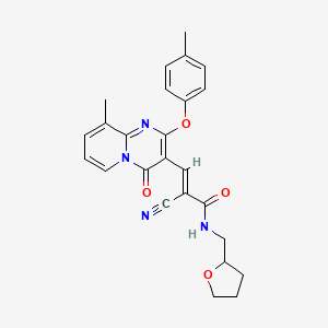 molecular formula C25H24N4O4 B15025274 (2E)-2-cyano-3-[9-methyl-2-(4-methylphenoxy)-4-oxo-4H-pyrido[1,2-a]pyrimidin-3-yl]-N-(tetrahydrofuran-2-ylmethyl)prop-2-enamide 