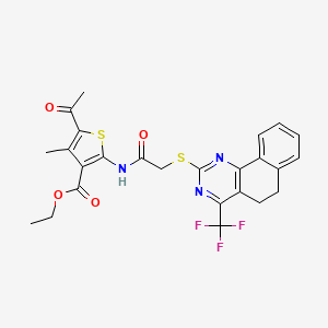 Ethyl 5-acetyl-4-methyl-2-[({[4-(trifluoromethyl)-5,6-dihydrobenzo[h]quinazolin-2-yl]sulfanyl}acetyl)amino]thiophene-3-carboxylate