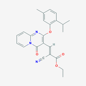 molecular formula C24H23N3O4 B15025309 ethyl (2E)-2-cyano-3-{2-[5-methyl-2-(propan-2-yl)phenoxy]-4-oxo-4H-pyrido[1,2-a]pyrimidin-3-yl}prop-2-enoate 