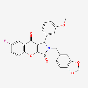 2-(1,3-Benzodioxol-5-ylmethyl)-7-fluoro-1-(3-methoxyphenyl)-1,2-dihydrochromeno[2,3-c]pyrrole-3,9-dione