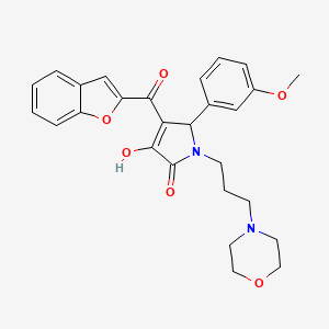 molecular formula C27H28N2O6 B15025366 4-(1-benzofuran-2-carbonyl)-3-hydroxy-5-(3-methoxyphenyl)-1-[3-(morpholin-4-yl)propyl]-2,5-dihydro-1H-pyrrol-2-one 