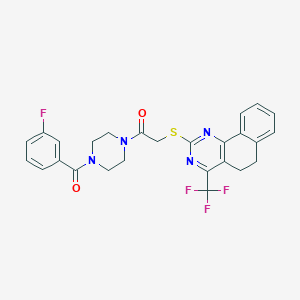 1-{4-[(3-Fluorophenyl)carbonyl]piperazin-1-yl}-2-{[4-(trifluoromethyl)-5,6-dihydrobenzo[h]quinazolin-2-yl]sulfanyl}ethanone