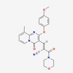 molecular formula C24H22N4O5 B15025398 (2E)-3-[2-(4-methoxyphenoxy)-9-methyl-4-oxo-4H-pyrido[1,2-a]pyrimidin-3-yl]-2-(morpholin-4-ylcarbonyl)prop-2-enenitrile 