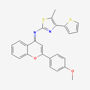 N-[(4E)-2-(4-methoxyphenyl)-4H-chromen-4-ylidene]-5-methyl-4-(thiophen-2-yl)-1,3-thiazol-2-amine