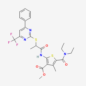 Methyl 5-(diethylcarbamoyl)-4-methyl-2-[(2-{[4-phenyl-6-(trifluoromethyl)pyrimidin-2-yl]sulfanyl}propanoyl)amino]thiophene-3-carboxylate