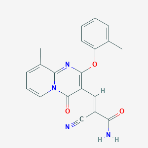 molecular formula C20H16N4O3 B15025436 (2E)-2-cyano-3-[9-methyl-2-(2-methylphenoxy)-4-oxo-4H-pyrido[1,2-a]pyrimidin-3-yl]prop-2-enamide 