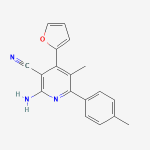 molecular formula C18H15N3O B15025449 2-Amino-4-(furan-2-yl)-5-methyl-6-(4-methylphenyl)pyridine-3-carbonitrile 