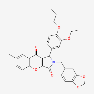 2-(1,3-Benzodioxol-5-ylmethyl)-1-(3-ethoxy-4-propoxyphenyl)-7-methyl-1,2-dihydrochromeno[2,3-c]pyrrole-3,9-dione