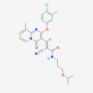 (2E)-3-[2-(4-chloro-3-methylphenoxy)-9-methyl-4-oxo-4H-pyrido[1,2-a]pyrimidin-3-yl]-2-cyano-N-[3-(propan-2-yloxy)propyl]prop-2-enamide