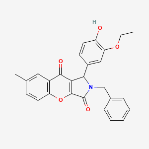 molecular formula C27H23NO5 B15025550 2-Benzyl-1-(3-ethoxy-4-hydroxyphenyl)-7-methyl-1,2-dihydrochromeno[2,3-c]pyrrole-3,9-dione 