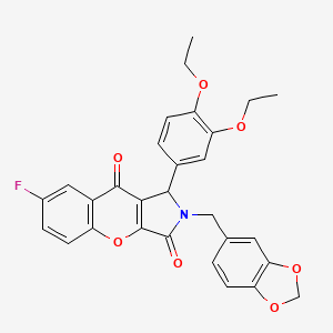 2-(1,3-Benzodioxol-5-ylmethyl)-1-(3,4-diethoxyphenyl)-7-fluoro-1,2-dihydrochromeno[2,3-c]pyrrole-3,9-dione