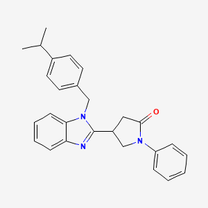 molecular formula C27H27N3O B15025677 1-phenyl-4-{1-[4-(propan-2-yl)benzyl]-1H-benzimidazol-2-yl}pyrrolidin-2-one 