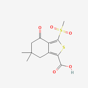 molecular formula C12H14O5S2 B1502568 6,6-Dimethyl-3-(methylsulfonyl)-4-oxo-4,5,6,7-tetrahydrobenzo[c]thiophene-1-carboxylic acid CAS No. 873189-09-4