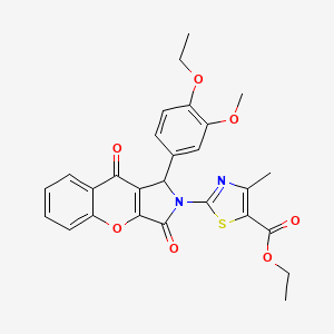 molecular formula C27H24N2O7S B15025702 ethyl 2-[1-(4-ethoxy-3-methoxyphenyl)-3,9-dioxo-3,9-dihydrochromeno[2,3-c]pyrrol-2(1H)-yl]-4-methyl-1,3-thiazole-5-carboxylate 