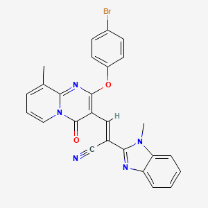 (2E)-3-[2-(4-bromophenoxy)-9-methyl-4-oxo-4H-pyrido[1,2-a]pyrimidin-3-yl]-2-(1-methyl-1H-benzimidazol-2-yl)prop-2-enenitrile