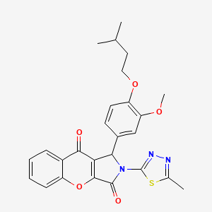 molecular formula C26H25N3O5S B15025764 1-[3-Methoxy-4-(3-methylbutoxy)phenyl]-2-(5-methyl-1,3,4-thiadiazol-2-yl)-1,2-dihydrochromeno[2,3-c]pyrrole-3,9-dione 