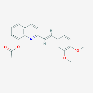 molecular formula C22H21NO4 B15025810 2-[(E)-2-(3-ethoxy-4-methoxyphenyl)ethenyl]quinolin-8-yl acetate 