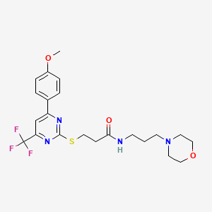 3-{[4-(4-methoxyphenyl)-6-(trifluoromethyl)pyrimidin-2-yl]sulfanyl}-N-[3-(morpholin-4-yl)propyl]propanamide