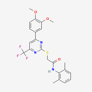 2-{[4-(3,4-dimethoxyphenyl)-6-(trifluoromethyl)pyrimidin-2-yl]sulfanyl}-N-(2,6-dimethylphenyl)acetamide