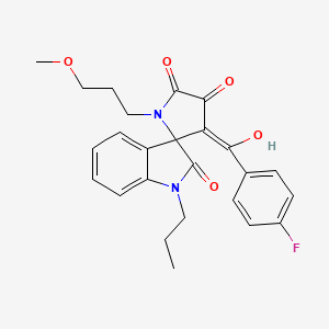 molecular formula C25H25FN2O5 B15025889 3'-[(4-fluorophenyl)carbonyl]-4'-hydroxy-1'-(3-methoxypropyl)-1-propylspiro[indole-3,2'-pyrrole]-2,5'(1H,1'H)-dione 