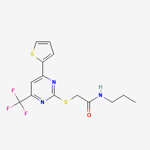 molecular formula C14H14F3N3OS2 B15025892 N-propyl-2-{[4-(thiophen-2-yl)-6-(trifluoromethyl)pyrimidin-2-yl]sulfanyl}acetamide 