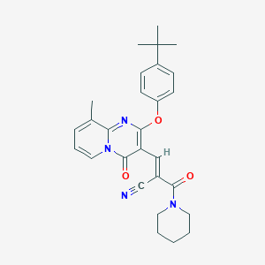 (2E)-3-[2-(4-tert-butylphenoxy)-9-methyl-4-oxo-4H-pyrido[1,2-a]pyrimidin-3-yl]-2-(piperidin-1-ylcarbonyl)prop-2-enenitrile