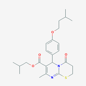 molecular formula C24H32N2O4S B15025977 2-methylpropyl 8-methyl-6-[4-(3-methylbutoxy)phenyl]-4-oxo-3,4-dihydro-2H,6H-pyrimido[2,1-b][1,3]thiazine-7-carboxylate 