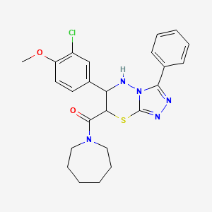 molecular formula C24H26ClN5O2S B15025982 azepan-1-yl[6-(3-chloro-4-methoxyphenyl)-3-phenyl-6,7-dihydro-5H-[1,2,4]triazolo[3,4-b][1,3,4]thiadiazin-7-yl]methanone 