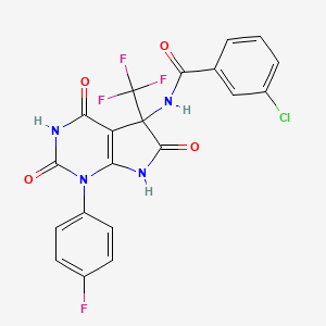 3-chloro-N-[1-(4-fluorophenyl)-2,4,6-trioxo-5-(trifluoromethyl)-2,3,4,5,6,7-hexahydro-1H-pyrrolo[2,3-d]pyrimidin-5-yl]benzamide