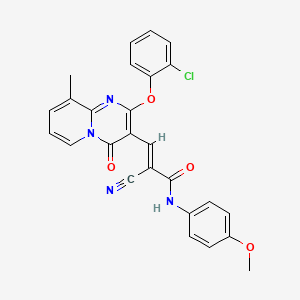 (2E)-3-[2-(2-chlorophenoxy)-9-methyl-4-oxo-4H-pyrido[1,2-a]pyrimidin-3-yl]-2-cyano-N-(4-methoxyphenyl)prop-2-enamide