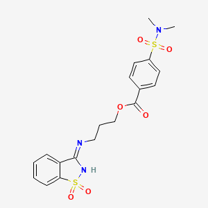 3-[(1,1-Dioxido-1,2-benzothiazol-3-yl)amino]propyl 4-(dimethylsulfamoyl)benzoate