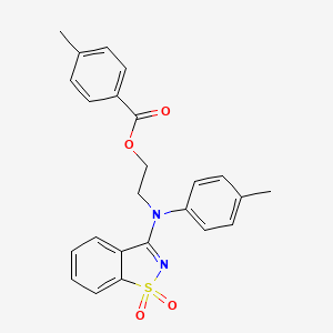 molecular formula C24H22N2O4S B15026043 2-[(1,1-Dioxido-1,2-benzothiazol-3-yl)(4-methylphenyl)amino]ethyl 4-methylbenzoate 