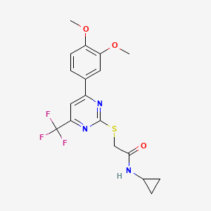 N-cyclopropyl-2-{[4-(3,4-dimethoxyphenyl)-6-(trifluoromethyl)pyrimidin-2-yl]sulfanyl}acetamide