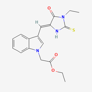 ethyl {3-[(Z)-(1-ethyl-5-oxo-2-thioxoimidazolidin-4-ylidene)methyl]-1H-indol-1-yl}acetate