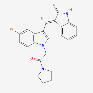 (3E)-3-({5-bromo-1-[2-oxo-2-(pyrrolidin-1-yl)ethyl]-1H-indol-3-yl}methylidene)-1,3-dihydro-2H-indol-2-one