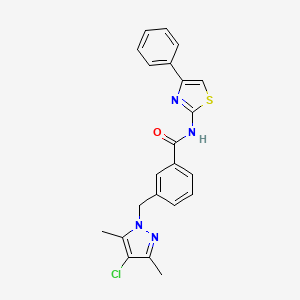 3-[(4-chloro-3,5-dimethyl-1H-pyrazol-1-yl)methyl]-N-(4-phenyl-1,3-thiazol-2-yl)benzamide