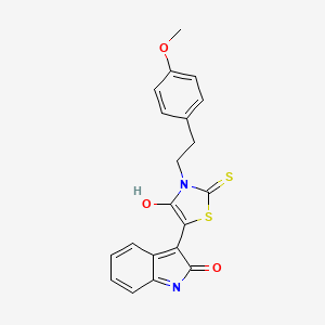 (3E)-3-{3-[2-(4-methoxyphenyl)ethyl]-4-oxo-2-thioxo-1,3-thiazolidin-5-ylidene}-1,3-dihydro-2H-indol-2-one