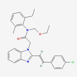 2-{2-[(E)-2-(4-chlorophenyl)ethenyl]-1H-benzimidazol-1-yl}-N-(ethoxymethyl)-N-(2-ethyl-6-methylphenyl)acetamide