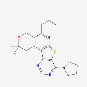 4,4-dimethyl-8-(2-methylpropyl)-13-pyrrolidin-1-yl-5-oxa-11-thia-9,14,16-triazatetracyclo[8.7.0.02,7.012,17]heptadeca-1(10),2(7),8,12(17),13,15-hexaene