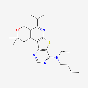 molecular formula C23H32N4OS B15026216 N-butyl-N-ethyl-4,4-dimethyl-8-propan-2-yl-5-oxa-11-thia-9,14,16-triazatetracyclo[8.7.0.02,7.012,17]heptadeca-1(10),2(7),8,12(17),13,15-hexaen-13-amine 